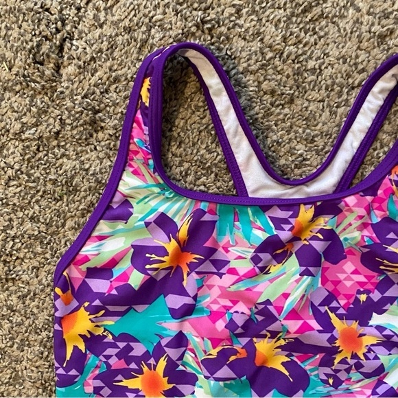 Speedo Floral Multicolor One-Piece Swimsuit Sz 12 - Picture 2 of 6